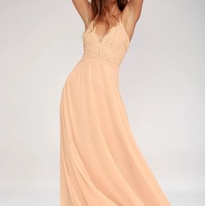 Lulu's Madalyn blush lace maxi dress